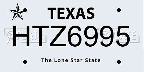 HTZ6995 Texas License Plate