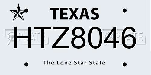 HTZ8046 Texas License Plate