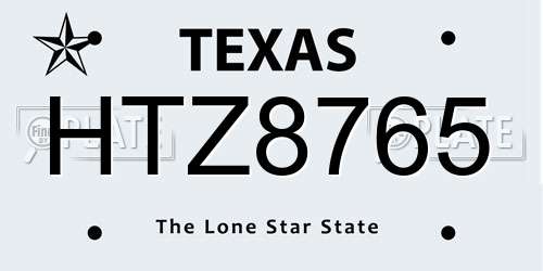 HTZ8765 Texas License Plate
