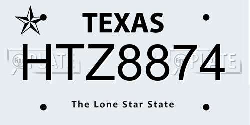 HTZ8874 Texas License Plate