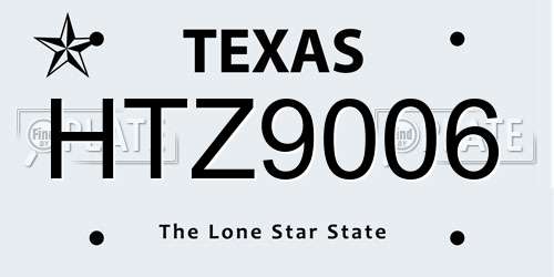 HTZ9006 Texas License Plate