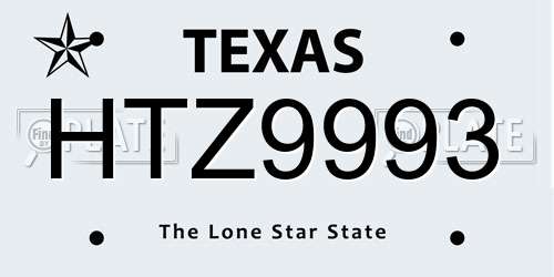 HTZ9993 Texas License Plate