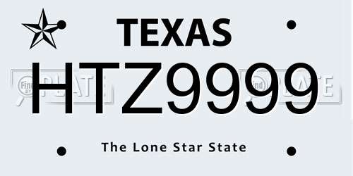 HTZ9999 Texas License Plate