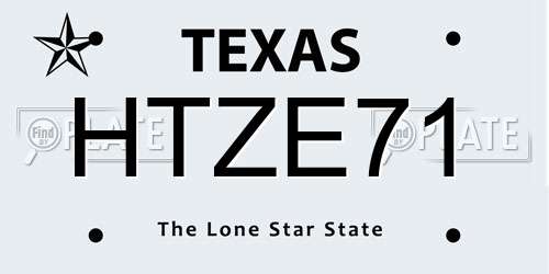 HTZE71 Texas License Plate