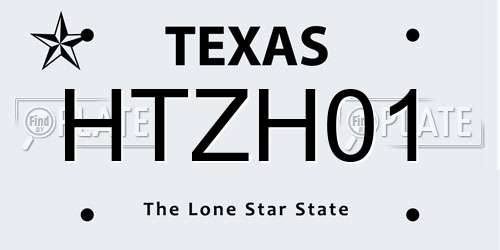 HTZH01 Texas License Plate