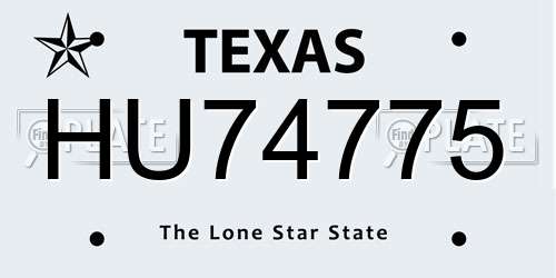 HU74775 Texas License Plate