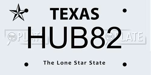 HUB82 Texas License Plate