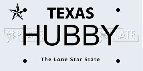 HUBBY Texas License Plate