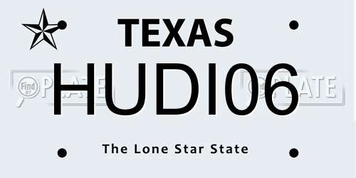 HUDI06 Texas License Plate