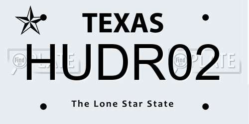 HUDR02 Texas License Plate