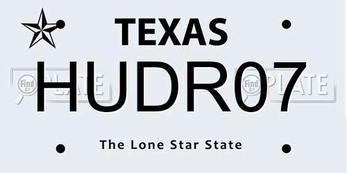 HUDR07 Texas License Plate