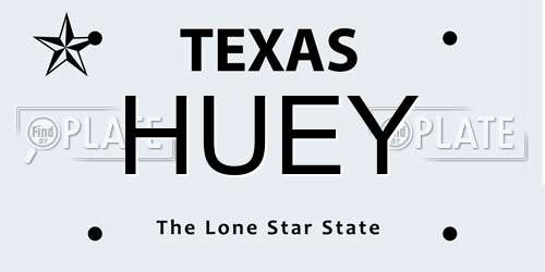 HUEY Texas License Plate