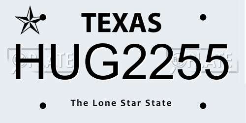 HUG2255 Texas License Plate