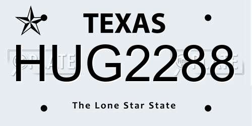 HUG2288 Texas License Plate