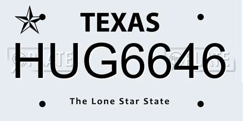 HUG6646 Texas License Plate