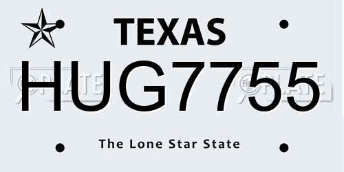HUG7755 Texas License Plate