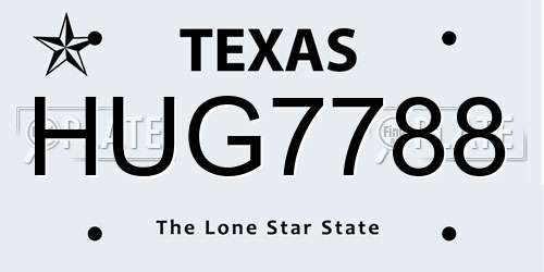 HUG7788 Texas License Plate