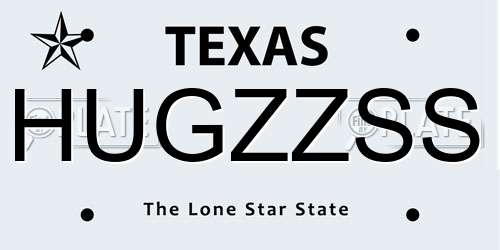 HUGZZSS Texas License Plate