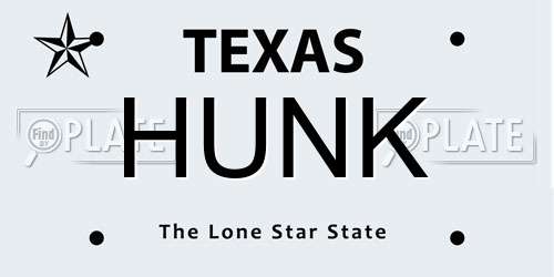 HUNK Texas License Plate