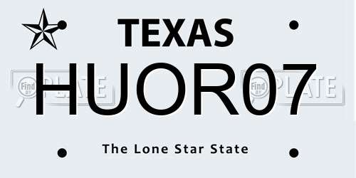 HUOR07 Texas License Plate