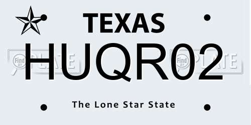 HUQR02 Texas License Plate