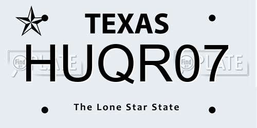 HUQR07 Texas License Plate