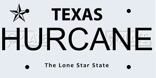 HURCANE Texas License Plate