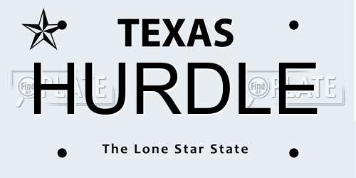 HURDLE Texas License Plate