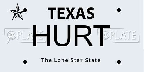HURT Texas License Plate