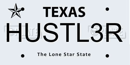 HUSTL3R Texas License Plate