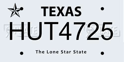 HUT4725 Texas License Plate