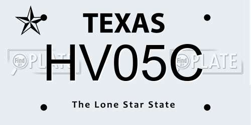 HV05C Texas License Plate