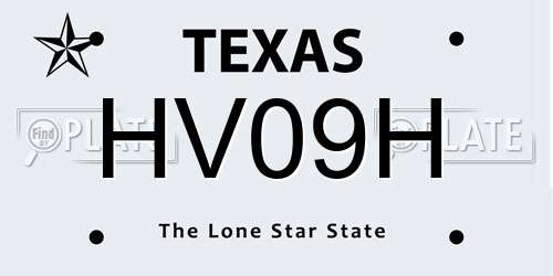 HV09H Texas License Plate
