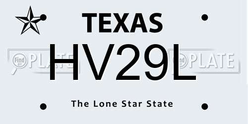 HV29L Texas License Plate