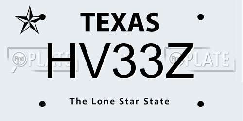HV33Z Texas License Plate