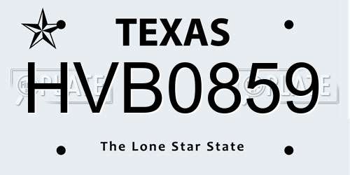 HVB0859 Texas License Plate
