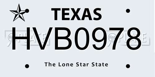 HVB0978 Texas License Plate