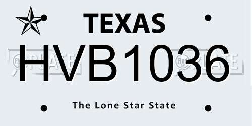 HVB1036 Texas License Plate