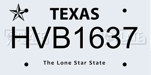 HVB1637 Texas License Plate