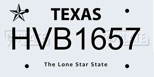 HVB1657 Texas License Plate