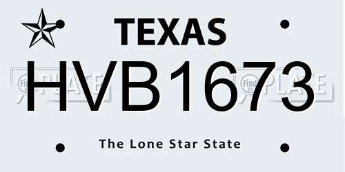 HVB1673 Texas License Plate