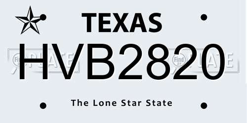 HVB2820 Texas License Plate