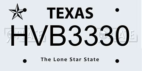 HVB3330 Texas License Plate