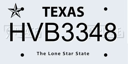 HVB3348 Texas License Plate