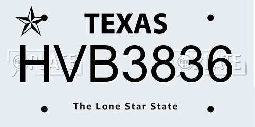 HVB3836 Texas License Plate