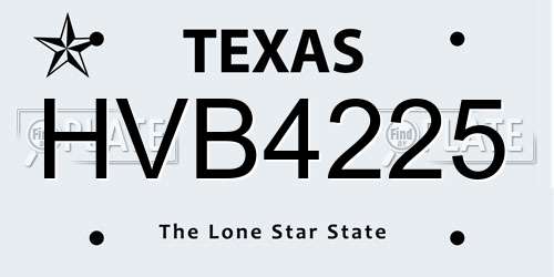 HVB4225 Texas License Plate