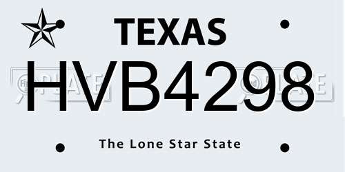 HVB4298 Texas License Plate