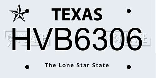 HVB6306 Texas License Plate