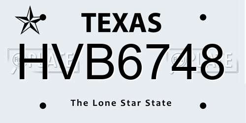 HVB6748 Texas License Plate