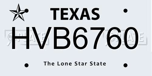 HVB6760 Texas License Plate